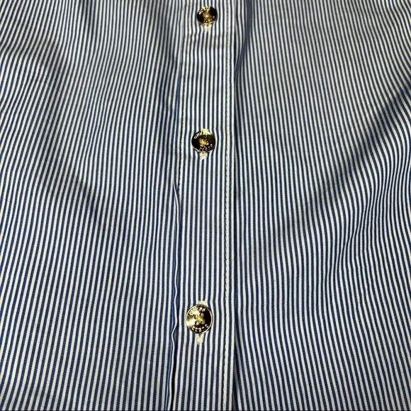 Guess Blue/White Striped Button Down Sleeveless Top Size L - Picture 3 of 9